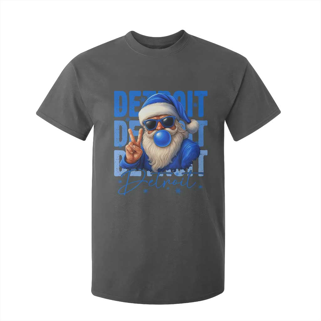Detroit Football Christmas T Shirt For Kid Santa Retro Lions Fan TS10 Dark Heather Print Your Wear