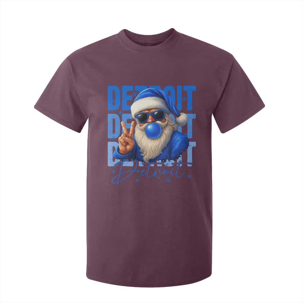 Detroit Football Christmas T Shirt For Kid Santa Retro Lions Fan TS10 Maroon Print Your Wear