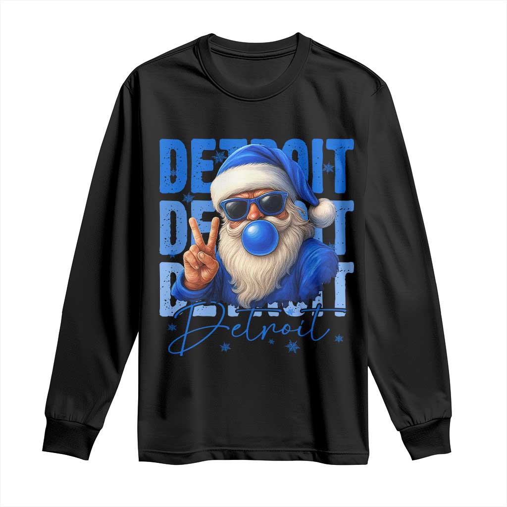 Detroit Football Christmas Long Sleeve Shirt Santa Retro Lions Fan TS10 Black Print Your Wear