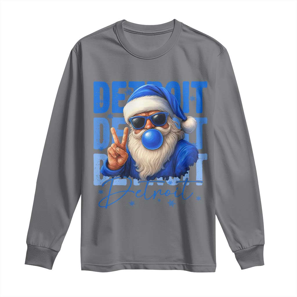 Detroit Football Christmas Long Sleeve Shirt Santa Retro Lions Fan TS10 Charcoal Print Your Wear