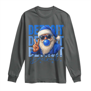 Detroit Football Christmas Long Sleeve Shirt Santa Retro Lions Fan TS10 Dark Heather Print Your Wear
