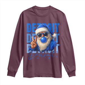 Detroit Football Christmas Long Sleeve Shirt Santa Retro Lions Fan TS10 Maroon Print Your Wear