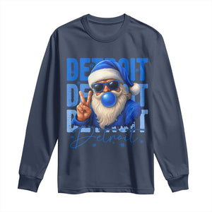 Detroit Football Christmas Long Sleeve Shirt Santa Retro Lions Fan TS10 Navy Print Your Wear