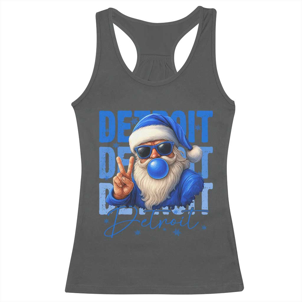 Detroit Football Christmas Racerback Tank Top Santa Retro Lions Fan TS10 Dark Heather Print Your Wear