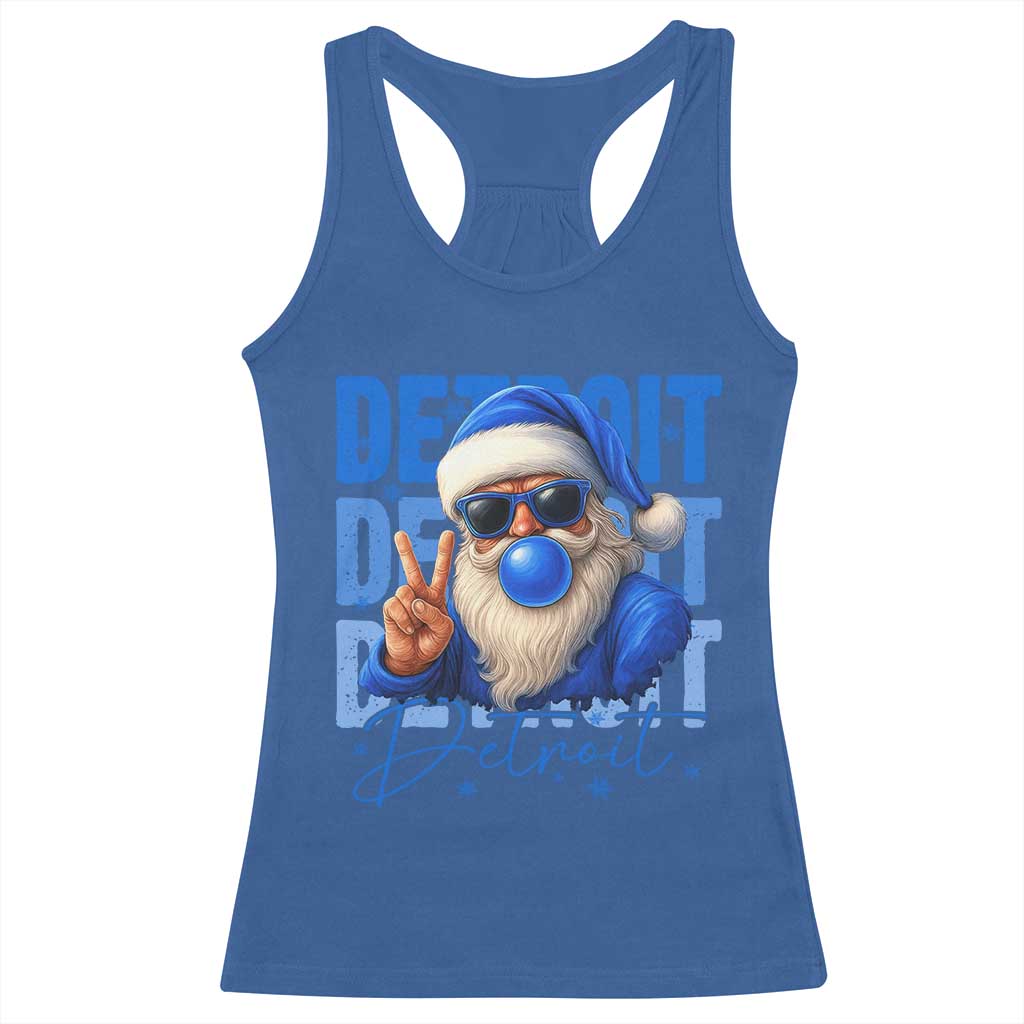 Detroit Football Christmas Racerback Tank Top Santa Retro Lions Fan TS10 Royal Blue Print Your Wear
