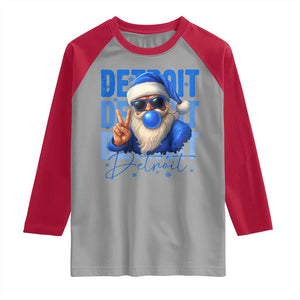 Detroit Football Christmas Raglan Shirt Santa Retro Lions Fan TS10 Sport Gray Red Print Your Wear