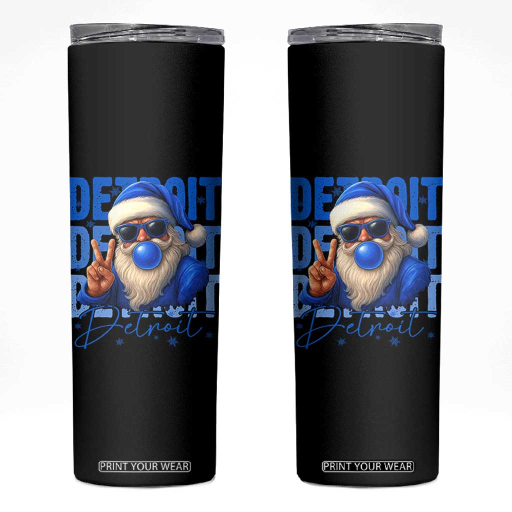 Detroit Football Christmas Skinny Tumbler Santa Retro Lions Fan TS10 Black Print Your Wear