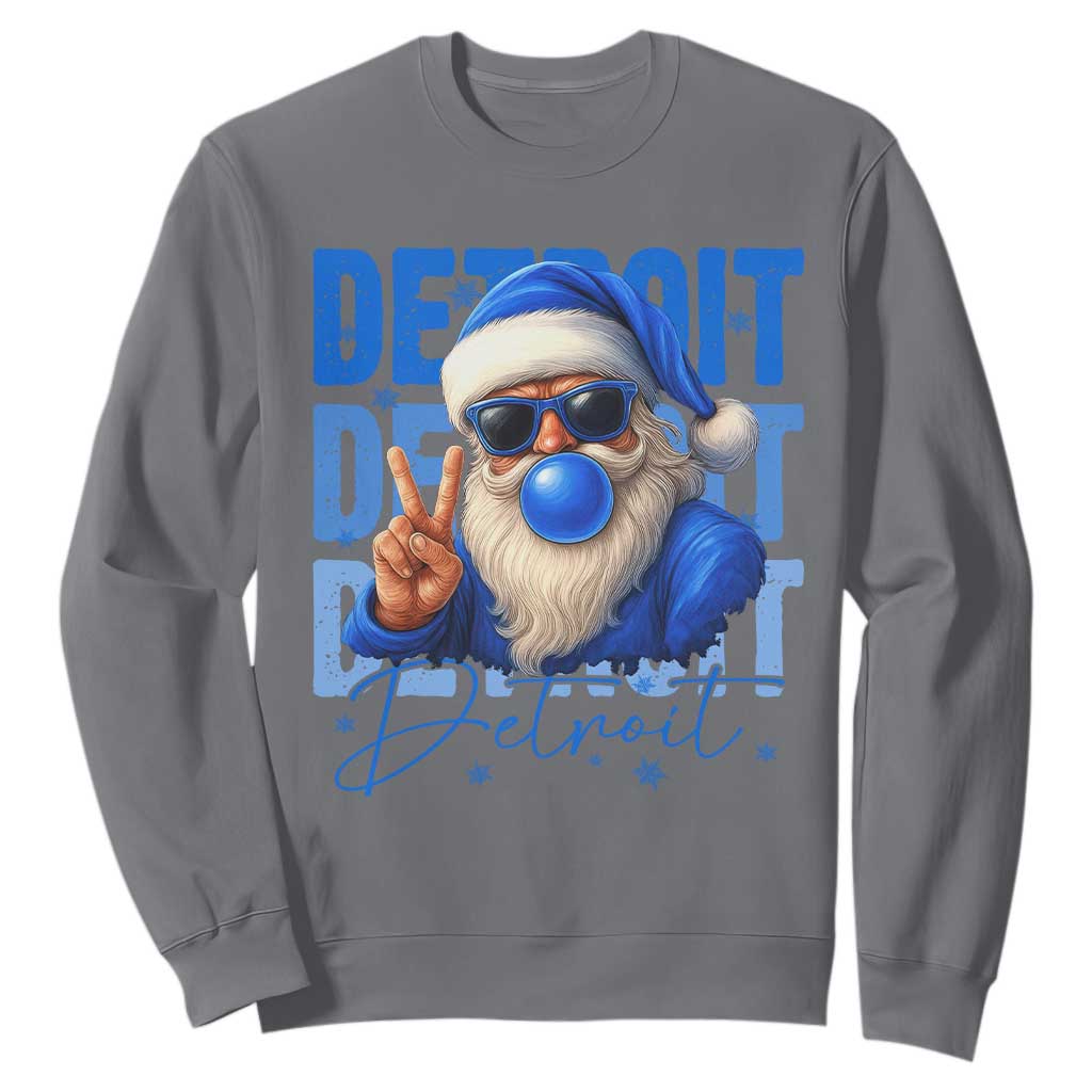 Detroit Football Christmas Sweatshirt Santa Retro Lions Fan TS10 Charcoal Print Your Wear