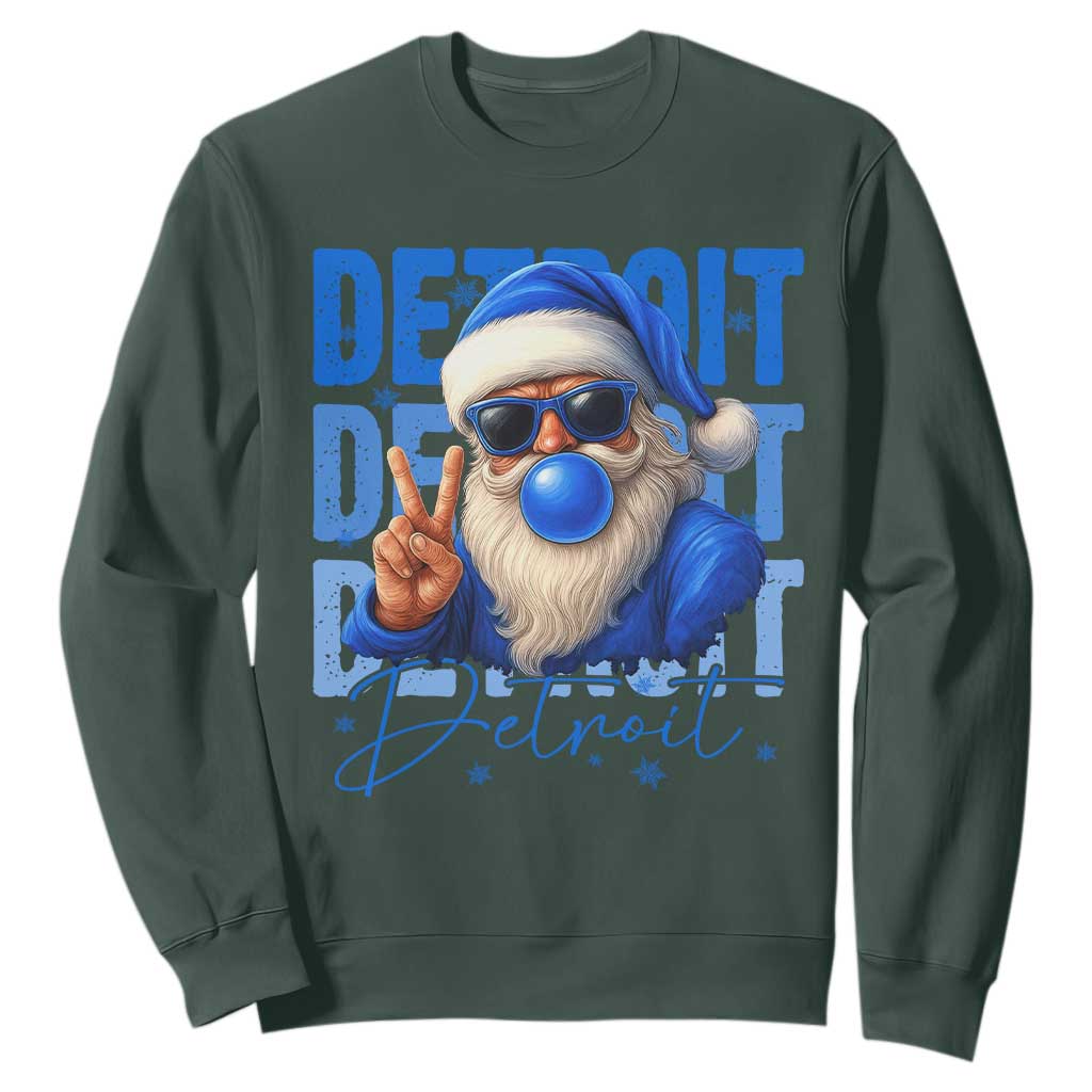Detroit Football Christmas Sweatshirt Santa Retro Lions Fan TS10 Dark Forest Green Print Your Wear