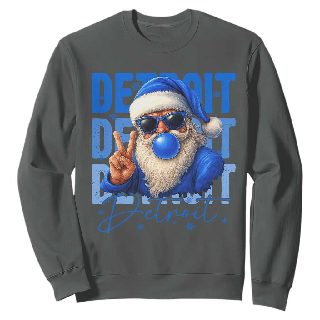 Detroit Football Christmas Sweatshirt Santa Retro Lions Fan TS10 Dark Heather Print Your Wear