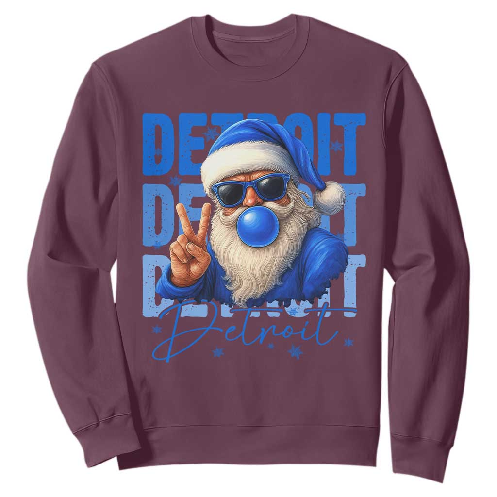 Detroit Football Christmas Sweatshirt Santa Retro Lions Fan TS10 Maroon Print Your Wear