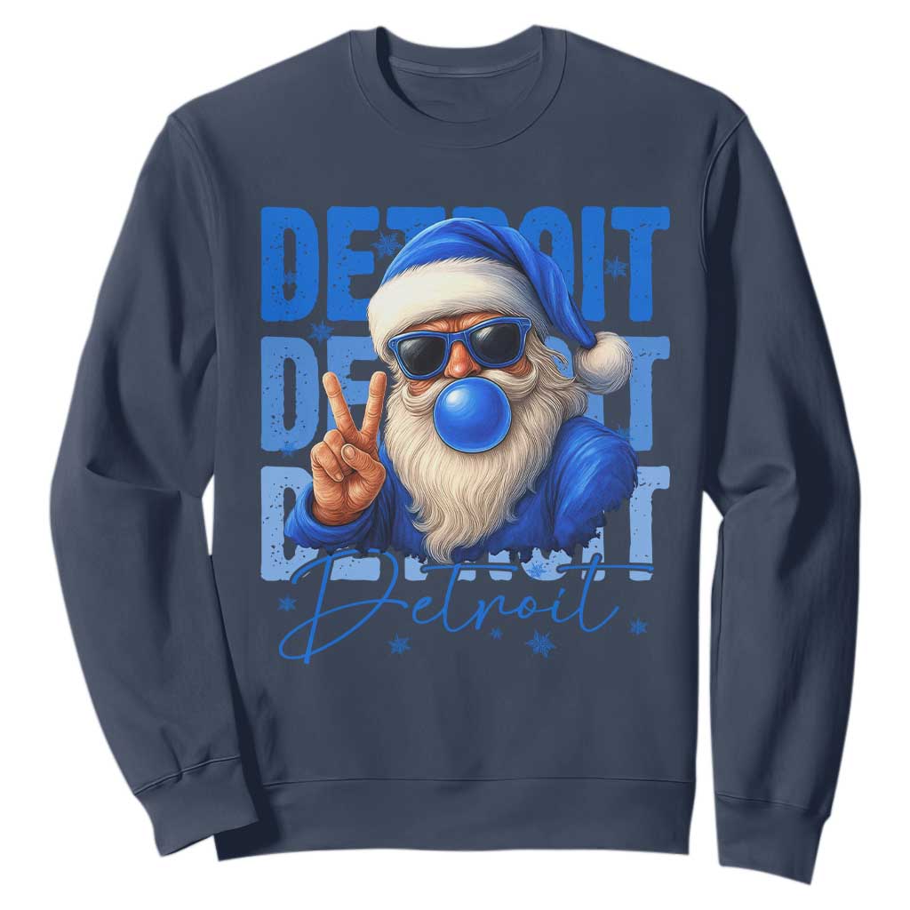 Detroit Football Christmas Sweatshirt Santa Retro Lions Fan TS10 Navy Print Your Wear