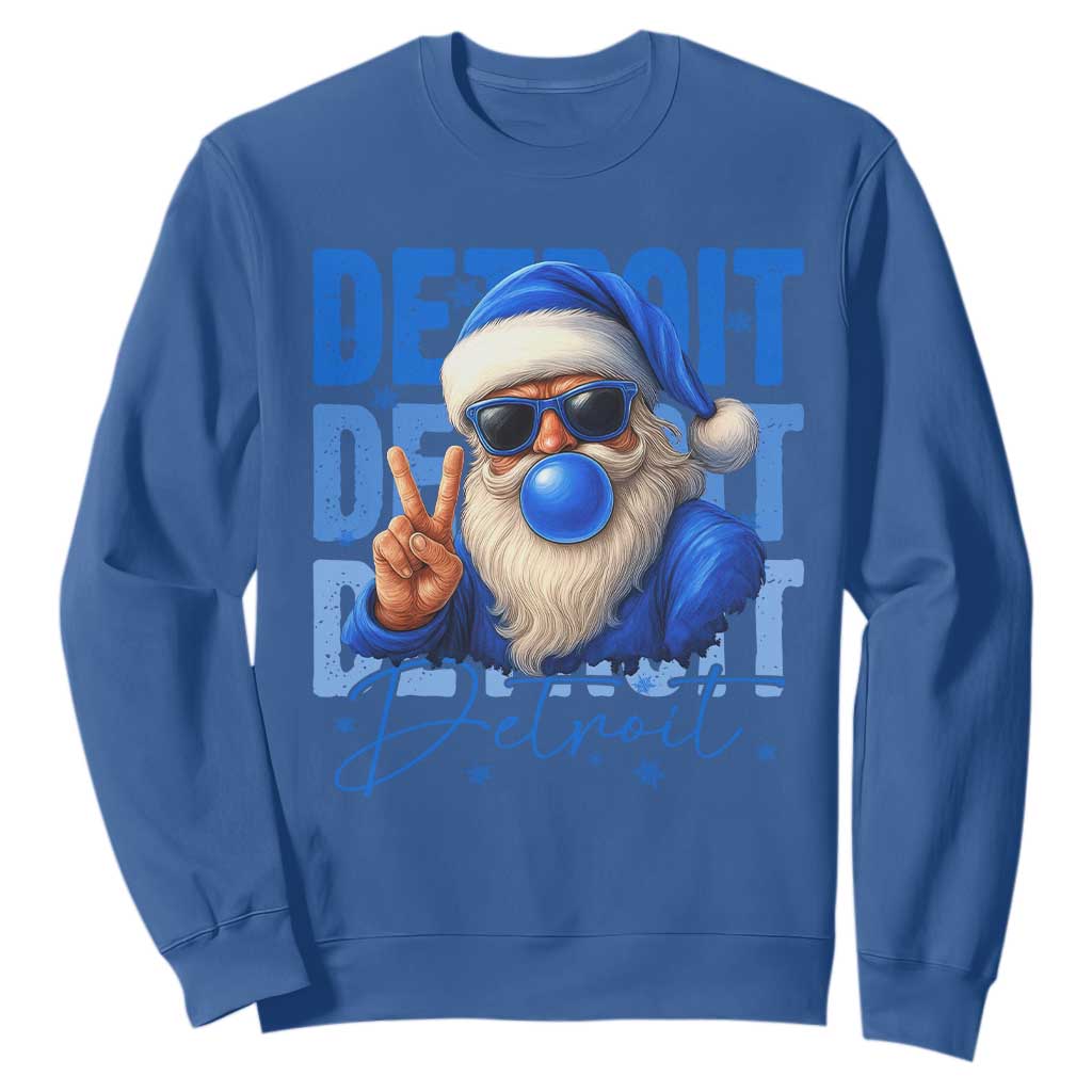 Detroit Football Christmas Sweatshirt Santa Retro Lions Fan TS10 Royal Blue Print Your Wear