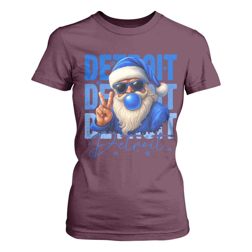 Detroit Football Christmas T Shirt For Women Santa Retro Lions Fan TS10 Maroon Print Your Wear