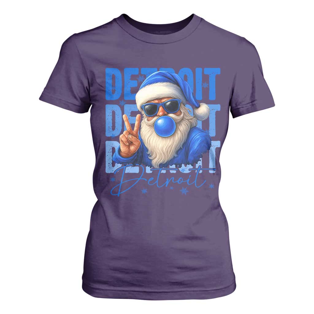 Detroit Football Christmas T Shirt For Women Santa Retro Lions Fan TS10 Purple Print Your Wear