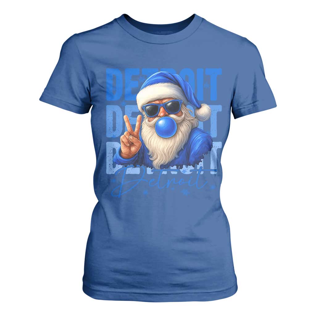 Detroit Football Christmas T Shirt For Women Santa Retro Lions Fan TS10 Royal Blue Print Your Wear