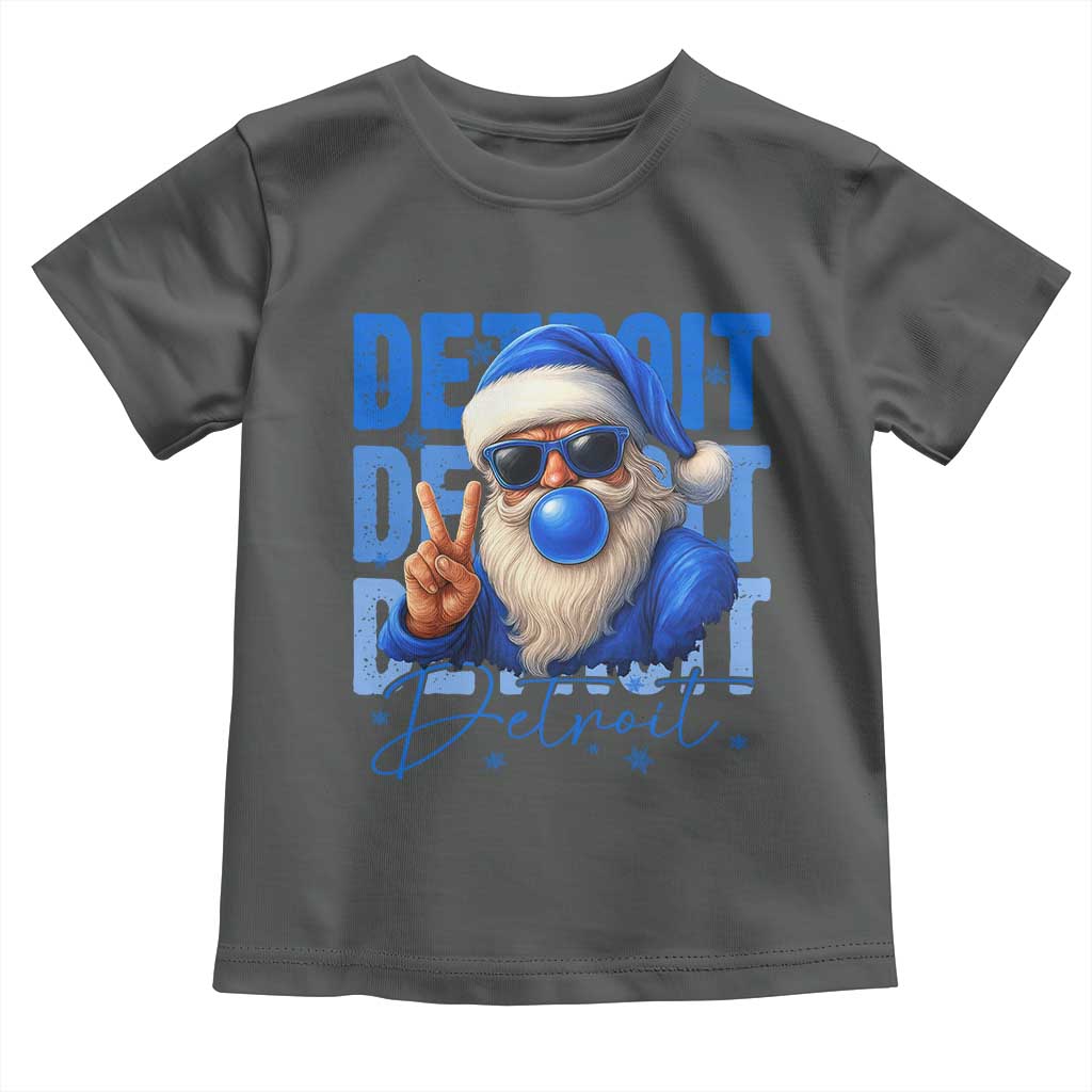 Detroit Football Christmas Toddler T Shirt Santa Retro Lions Fan TS10 Dark Heather Print Your Wear