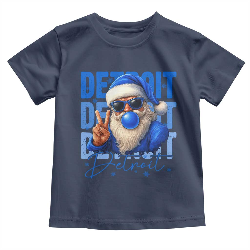 Detroit Football Christmas Toddler T Shirt Santa Retro Lions Fan TS10 Navy Print Your Wear
