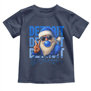 Detroit Football Christmas Toddler T Shirt Santa Retro Lions Fan TS10 Navy Print Your Wear
