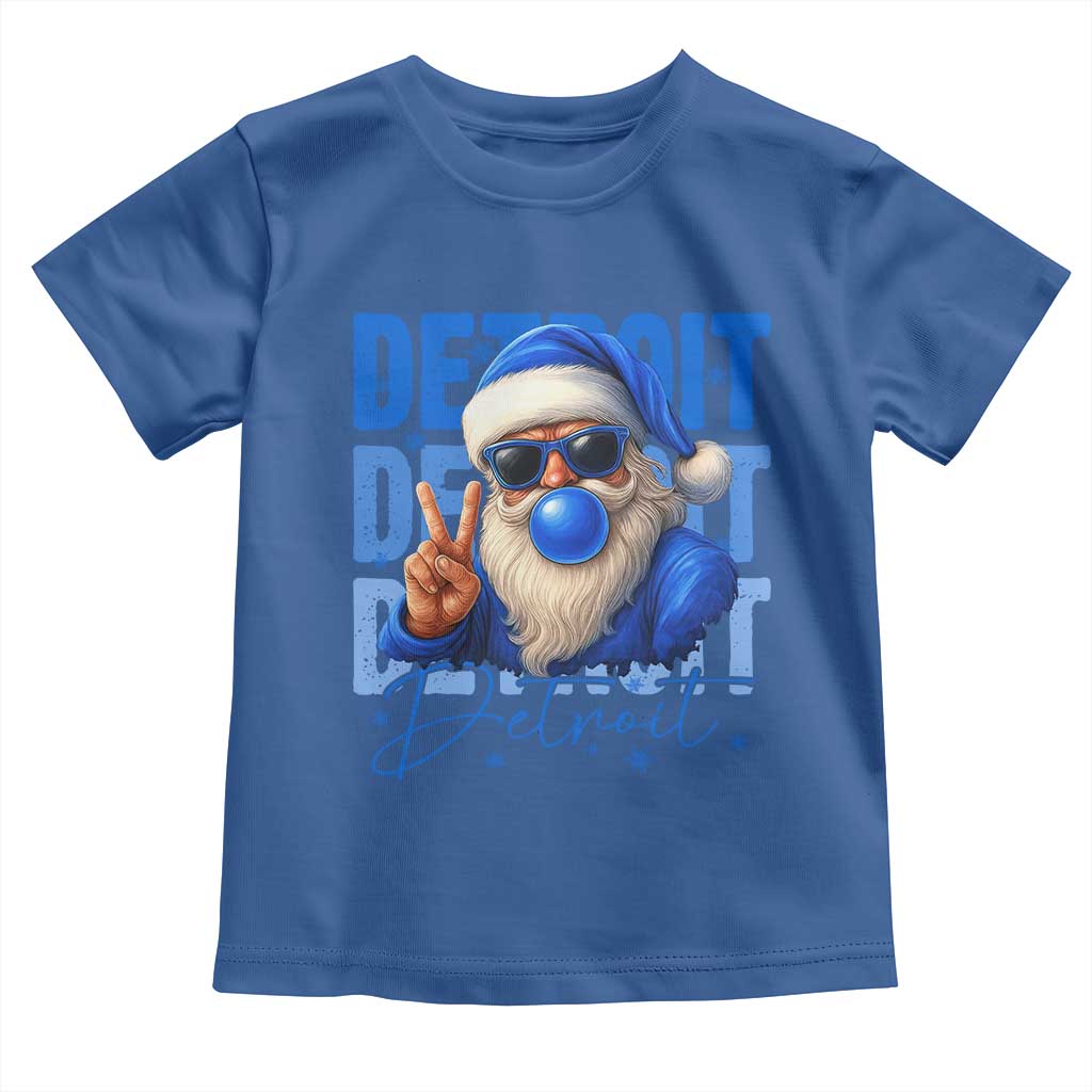 Detroit Football Christmas Toddler T Shirt Santa Retro Lions Fan TS10 Royal Blue Print Your Wear