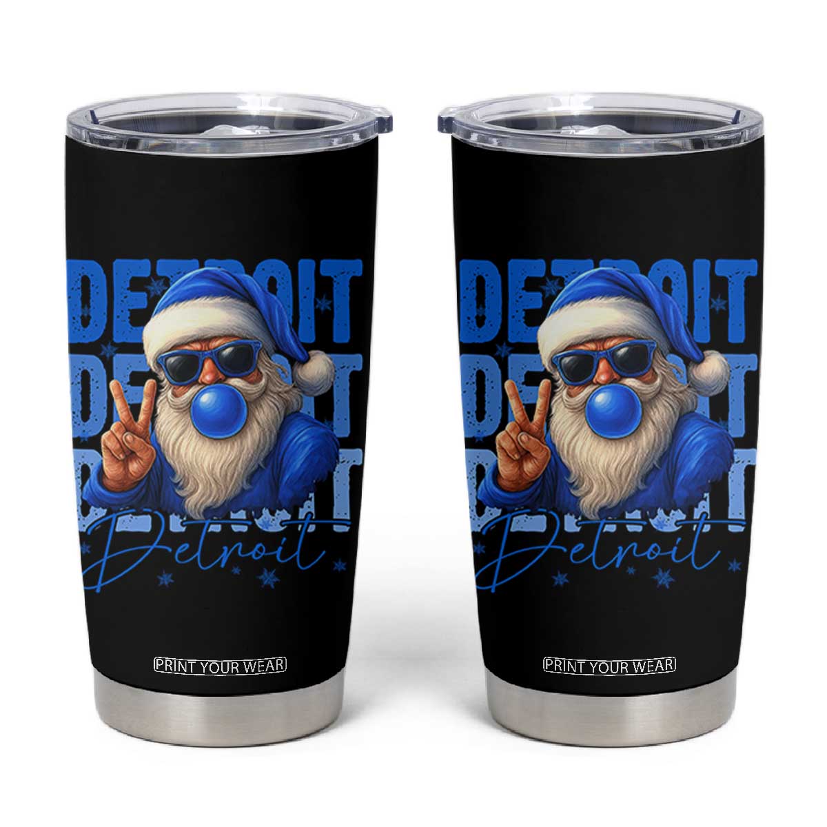 Detroit Football Christmas Tumbler Cup Santa Retro Lions Fan TS10 Black Print Your Wear