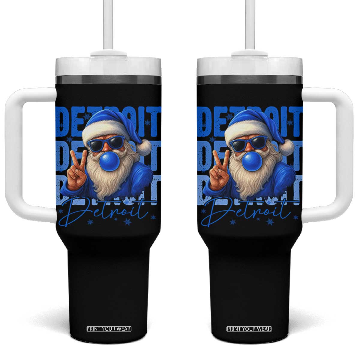 LF Football Christmas Tumbler With Handle Santa Retro Sports Fan Game Day TS10 One Size: 40 oz Black Print Your Wear