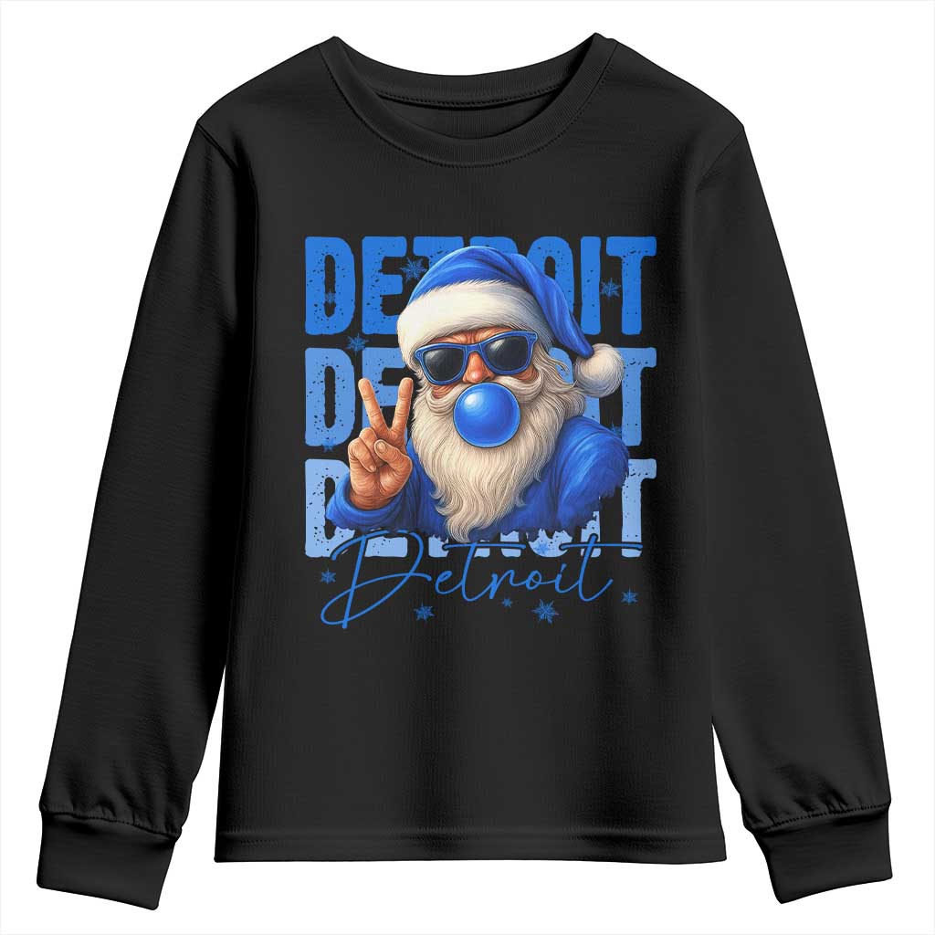 Detroit Football Christmas Youth Sweatshirt Santa Retro Lions Fan TS10 Black Print Your Wear