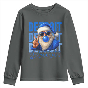 Detroit Football Christmas Youth Sweatshirt Santa Retro Lions Fan TS10 Dark Heather Print Your Wear
