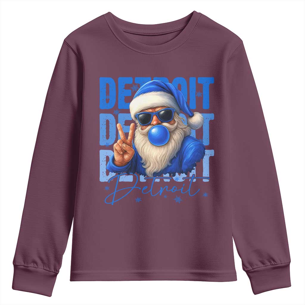 Detroit Football Christmas Youth Sweatshirt Santa Retro Lions Fan TS10 Maroon Print Your Wear