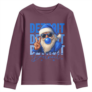 Detroit Football Christmas Youth Sweatshirt Santa Retro Lions Fan TS10 Maroon Print Your Wear