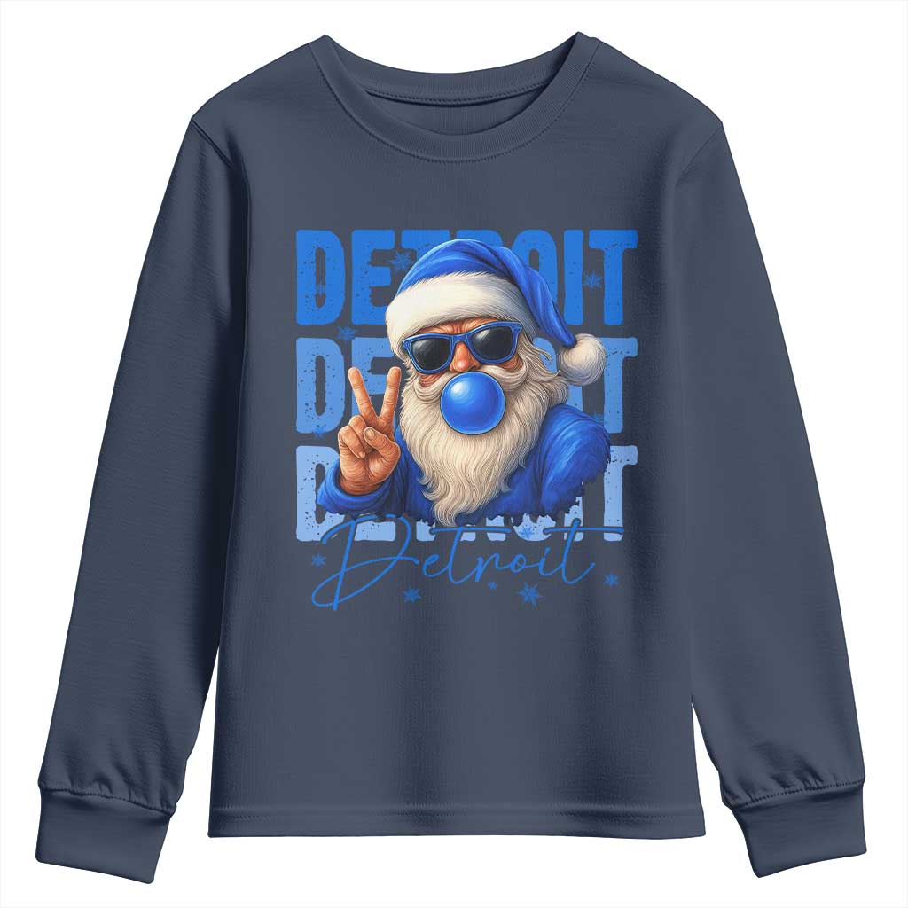 Detroit Football Christmas Youth Sweatshirt Santa Retro Lions Fan TS10 Navy Print Your Wear