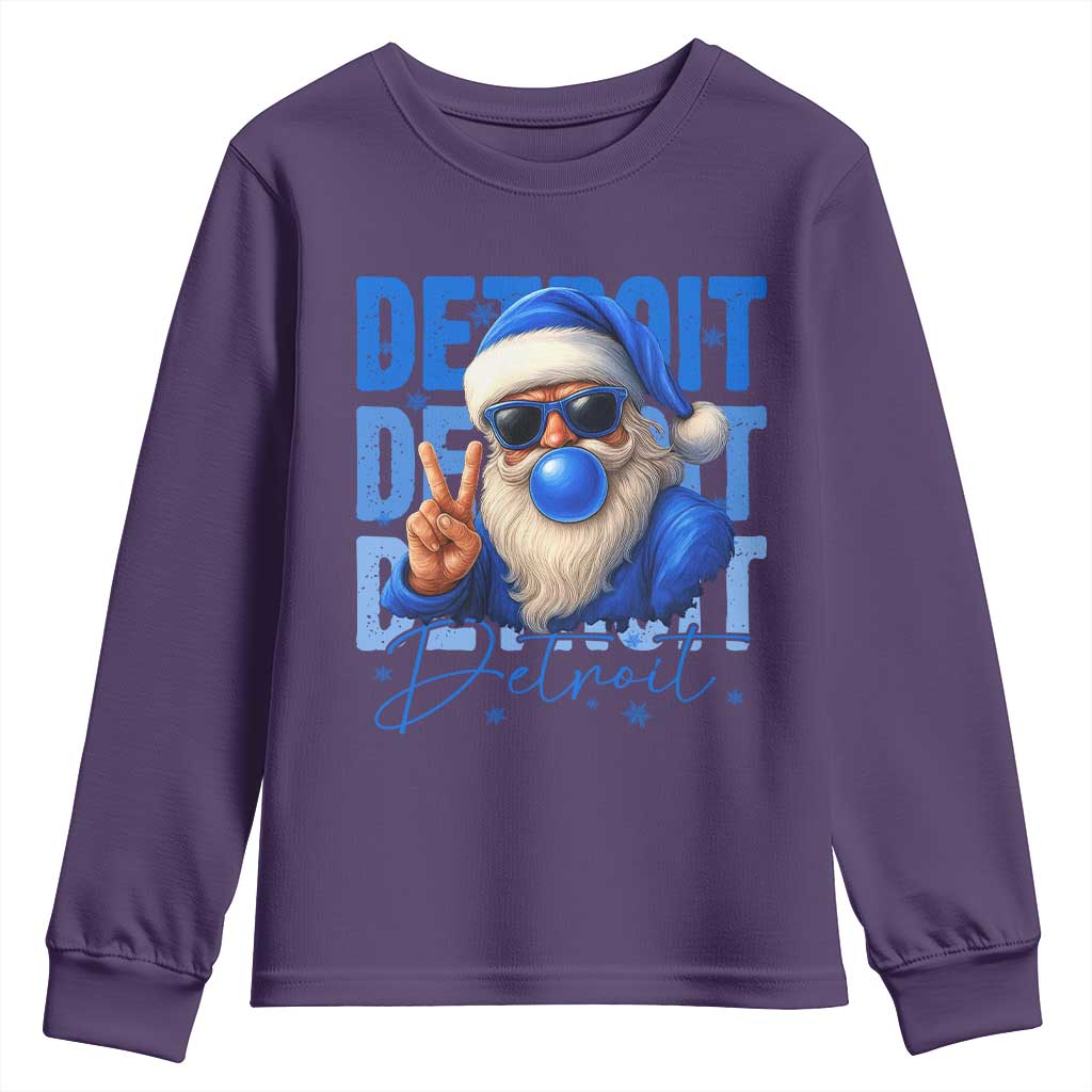 Detroit Football Christmas Youth Sweatshirt Santa Retro Lions Fan TS10 Purple Print Your Wear