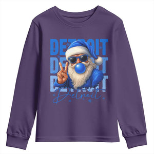 Detroit Football Christmas Youth Sweatshirt Santa Retro Lions Fan TS10 Purple Print Your Wear