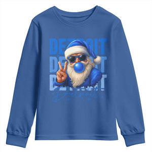 Detroit Football Christmas Youth Sweatshirt Santa Retro Lions Fan TS10 Royal Blue Print Your Wear
