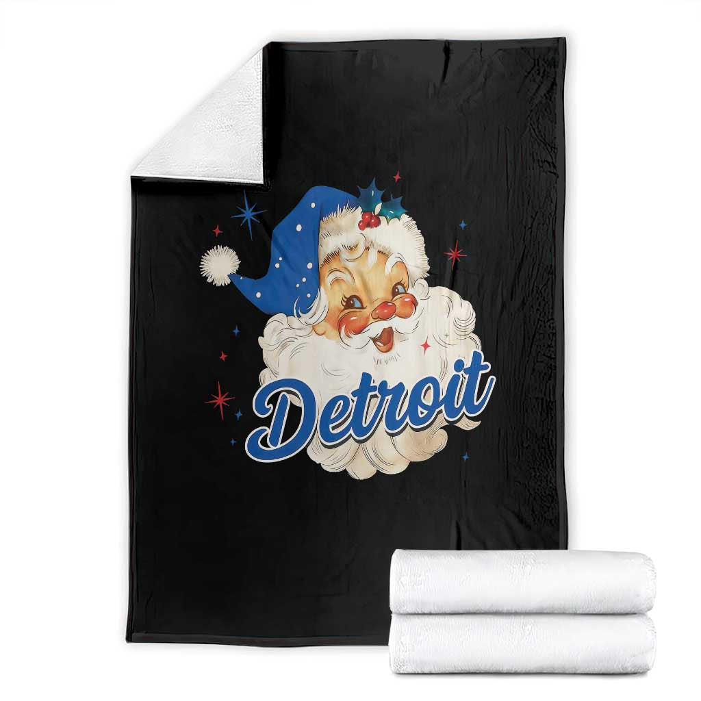 Christmas Detroit Football Throw Blanket Vintage Santa Lions Fan TS10 Black Print Your Wear