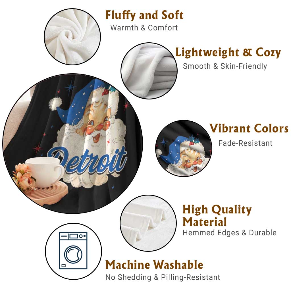 Christmas Detroit Football Throw Blanket Vintage Santa Lions Fan TS10 Print Your Wear