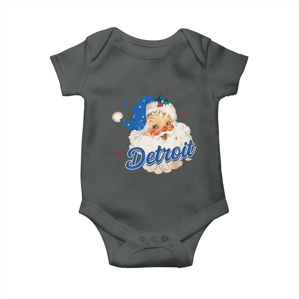 Christmas Detroit Football Baby Onesie Vintage Santa Lions Fan TS10 Dark Heather Print Your Wear