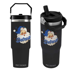 Christmas Detroit Football Flip Straw Tumbler Vintage Santa Lions Fan TS10 One Size: 30 oz Black Print Your Wear