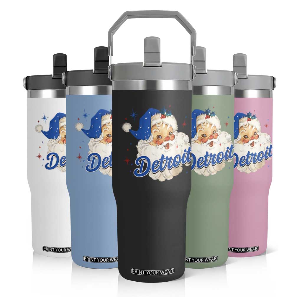 Christmas Detroit Football Flip Straw Tumbler Vintage Santa Lions Fan TS10 Print Your Wear