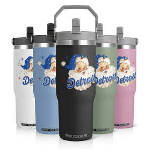 Christmas Detroit Football Flip Straw Tumbler Vintage Santa Lions Fan TS10 Print Your Wear