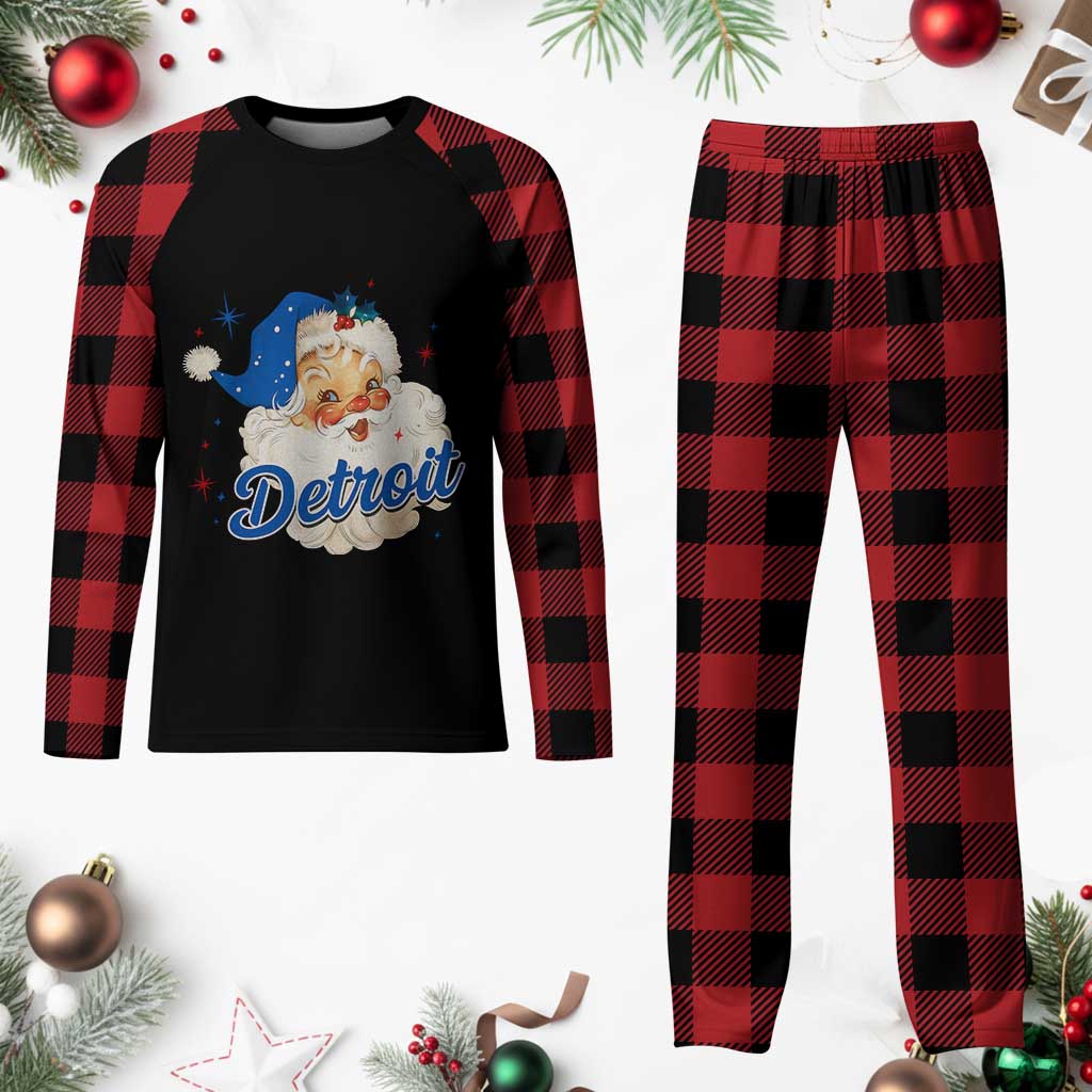 Christmas Detroit Football Plaid Pajama Set Vintage Santa Lions Fan TS10 Buffalo Plaid Print Your Wear