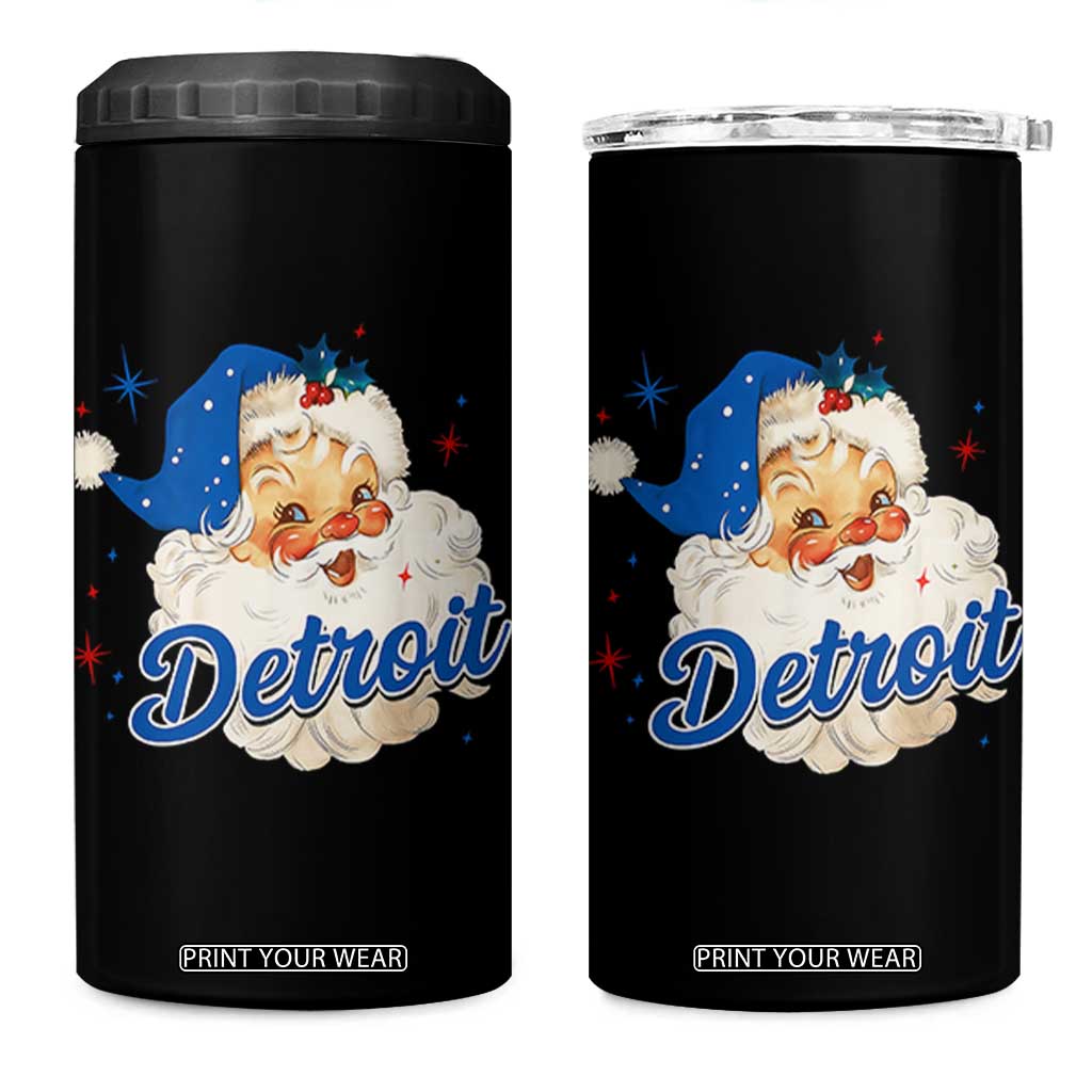 Christmas Detroit Football 4 in 1 Can Cooler Tumbler Vintage Santa Lions Fan TS10 One Size: 16 oz Black Print Your Wear