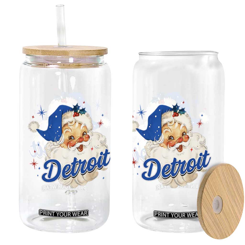 Christmas Detroit Football Glass Can Vintage Santa Lions Fan TS10 Print Your Wear