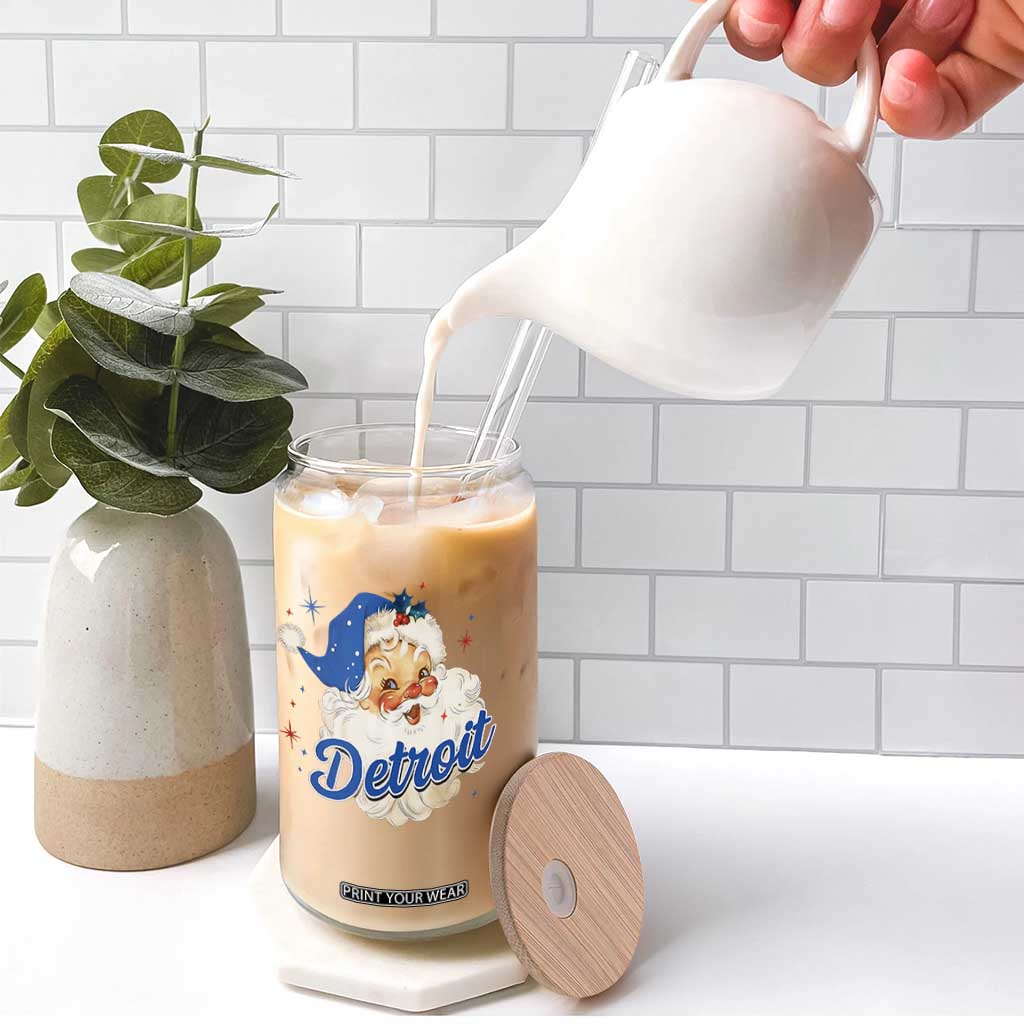 Christmas Detroit Football Glass Can Vintage Santa Lions Fan TS10 Print Your Wear