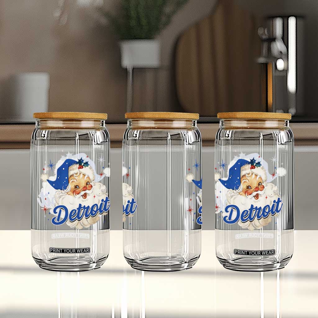 Christmas Detroit Football Glass Can Vintage Santa Lions Fan TS10 Print Your Wear
