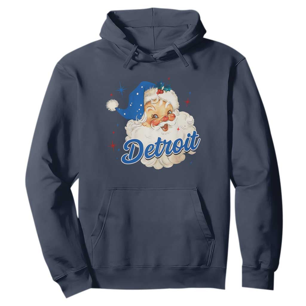 Christmas Detroit Football Hoodie Vintage Santa Lions Fan TS10 Navy Print Your Wear