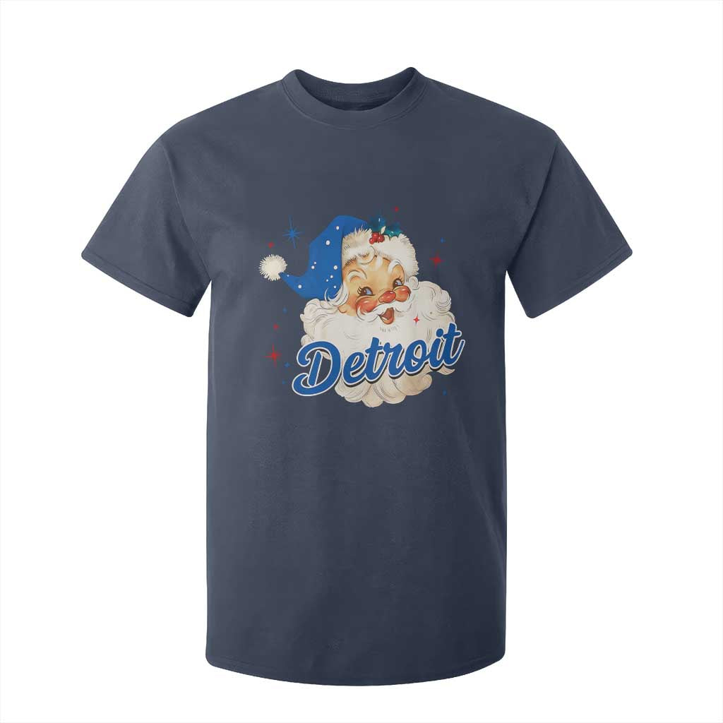 Christmas Detroit Football T Shirt For Kid Vintage Santa Lions Fan TS10 Navy Print Your Wear