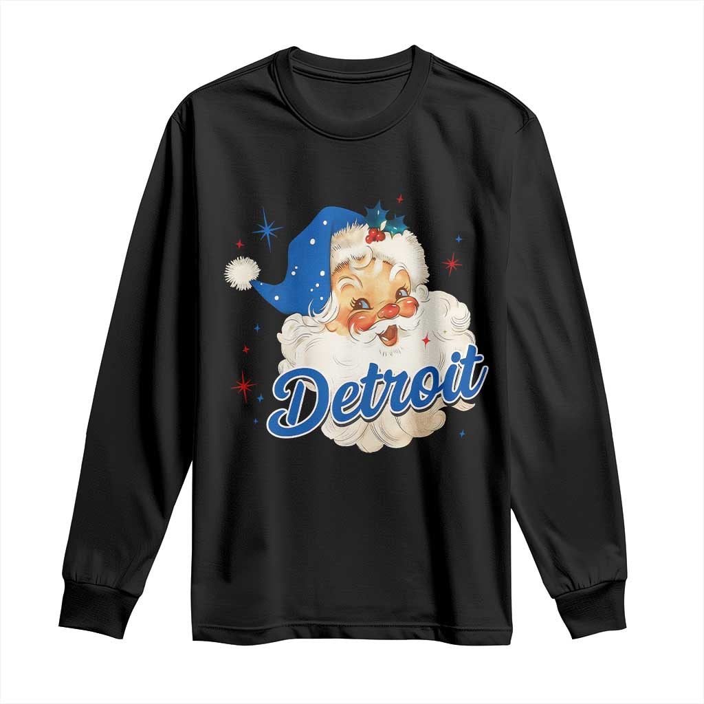 Christmas Detroit Football Long Sleeve Shirt Vintage Santa Lions Fan TS10 Black Print Your Wear