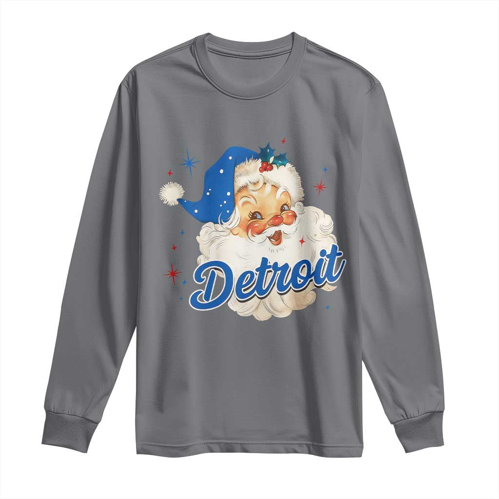 Christmas Detroit Football Long Sleeve Shirt Vintage Santa Lions Fan TS10 Charcoal Print Your Wear