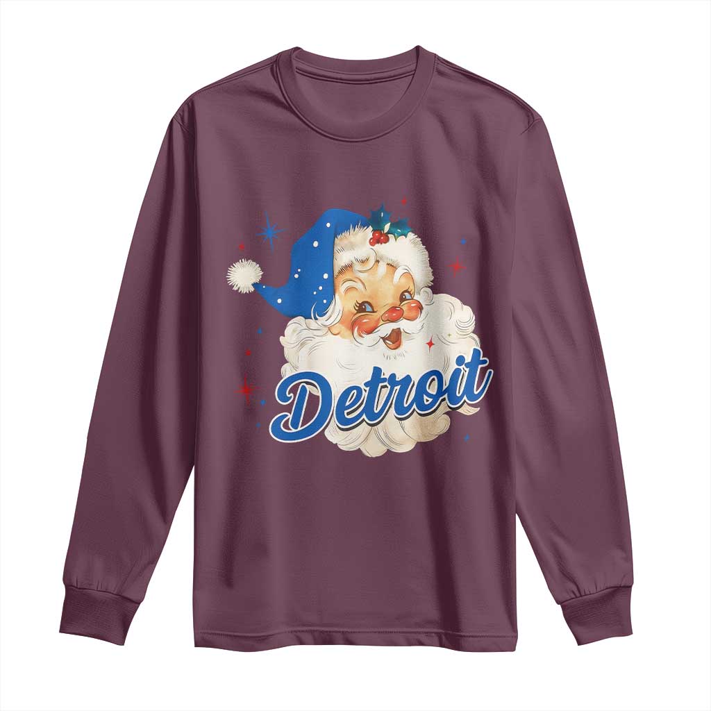 Christmas Detroit Football Long Sleeve Shirt Vintage Santa Lions Fan TS10 Maroon Print Your Wear